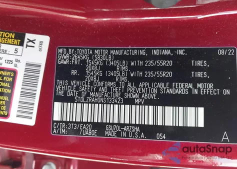 2022 Toyota Highlander Xse from USA, damaged, VIN 5TDLZRAH0NS133423